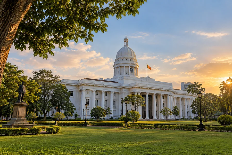 Colombo Town Hall and civic architecture seen during a private tuk-tuk city tour